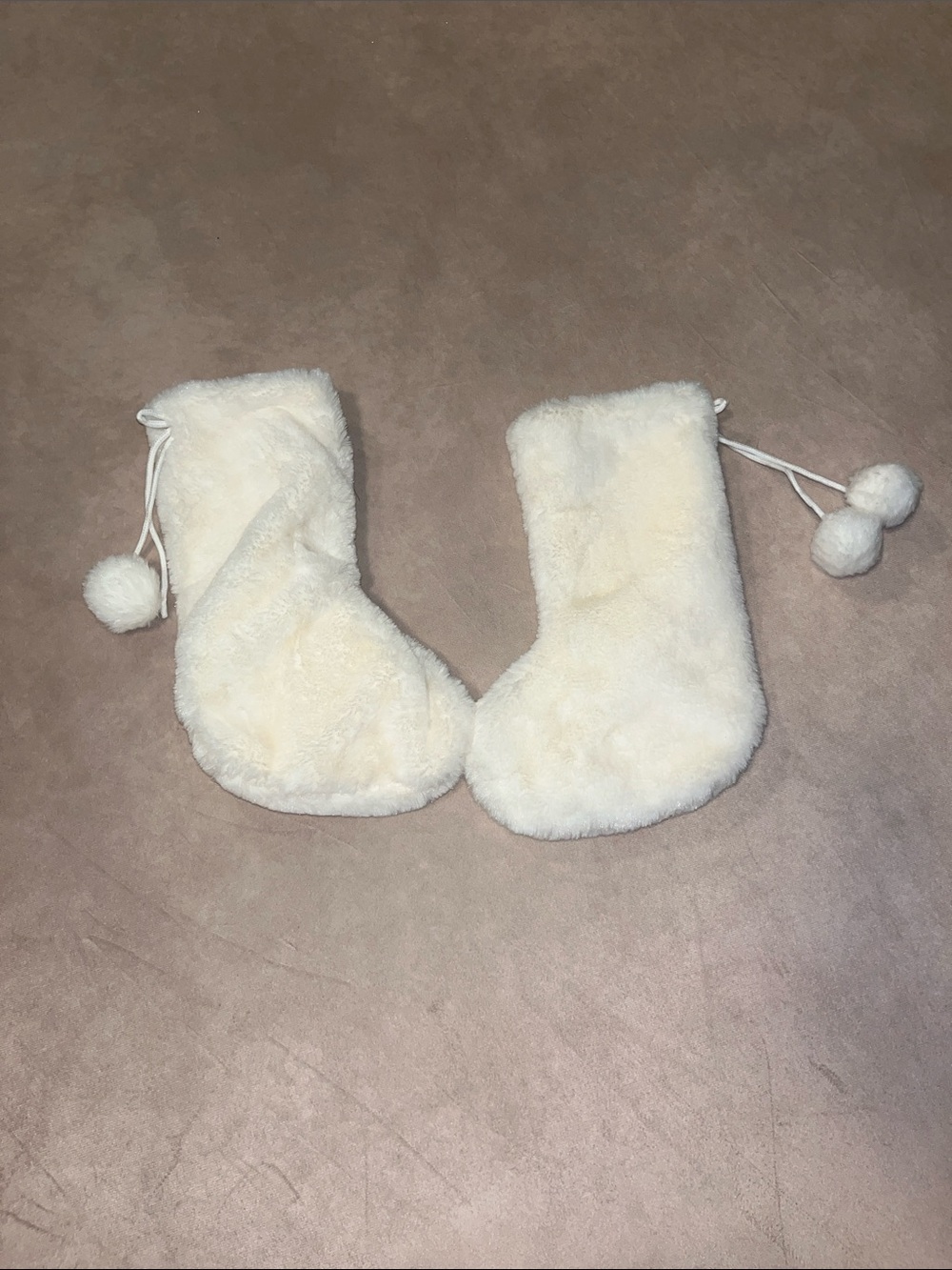 Cozy Cream Fuzzy Pom Pom Stockings Set Of 2